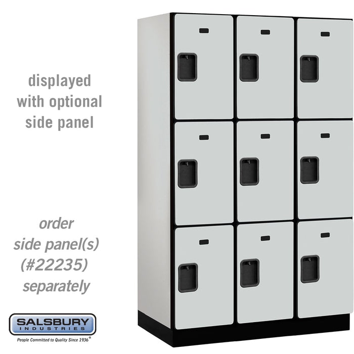 Salsbury 15" Wide Triple Tier Designer Wood Locker - 3 Wide - 6 Feet High - 21 Inches Deep - Gray - Hasps - Sweatfully
