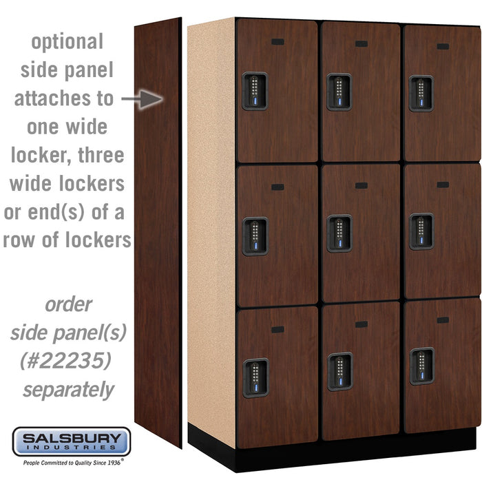 Salsbury 15" Wide Triple Tier Designer Wood Locker - 3 Wide - 6 Feet High - 21 Inches Deep - Mahogany - Black Electronic Locks - Sweatfully