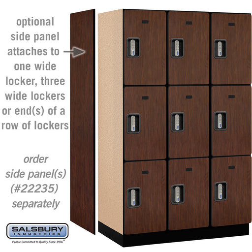 Salsbury 15" Wide Triple Tier Designer Wood Locker - 3 Wide - 6 Feet High - 21 Inches Deep - Mahogany - Silver Electronic Locks - Sweatfully