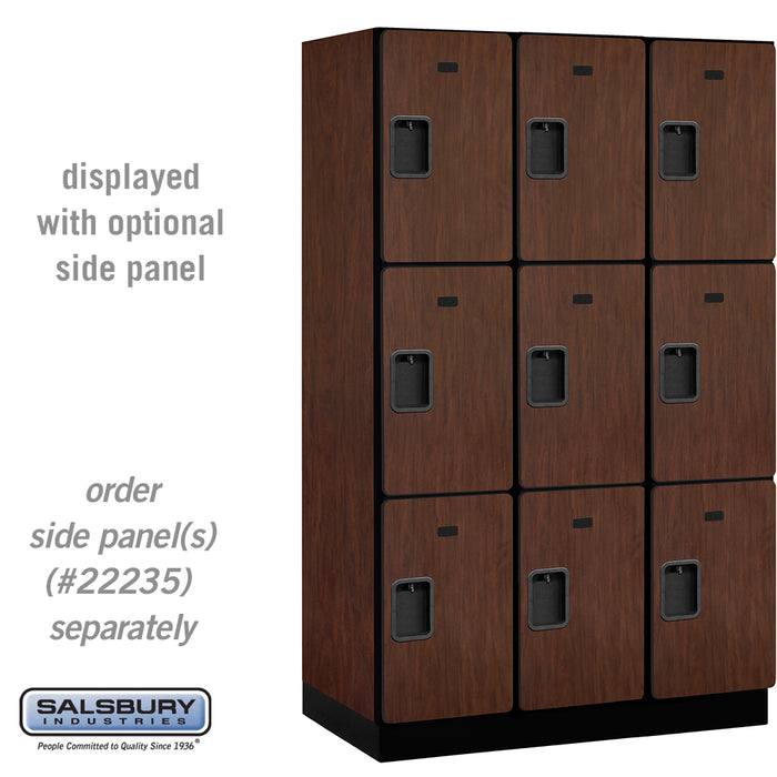 Salsbury 15" Wide Triple Tier Designer Wood Locker - 3 Wide - 6 Feet High - 21 Inches Deep - Mahogany - Hasps - Sweatfully