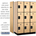 Salsbury 15" Wide Triple Tier Designer Wood Locker - 3 Wide - 6 Feet High - 21 Inches Deep - Maple - Hasps - Sweatfully