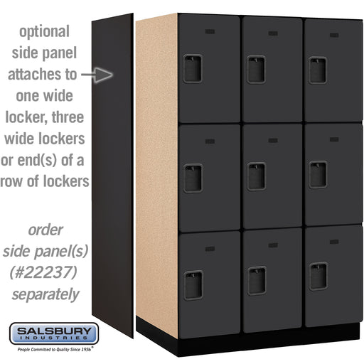 Salsbury 15" Wide Triple Tier Designer Wood Locker - 3 Wide - 6 Feet High - 24 Inches Deep - Black - Hasps - Sweatfully