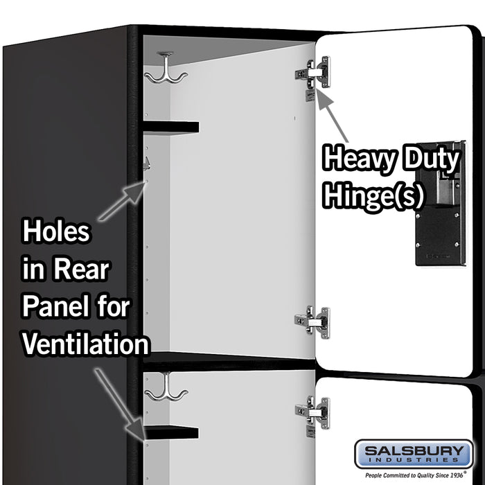 Salsbury 15" Wide Triple Tier Designer Wood Locker - 3 Wide - 6 Feet High - 24 Inches Deep - Black - Hasps - Sweatfully