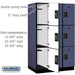 Salsbury 15" Wide Triple Tier Designer Wood Locker - 3 Wide - 6 Feet High - 24 Inches Deep - Blue - Black Resettable Combination Locks - Sweatfully