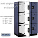 Salsbury 15" Wide Triple Tier Designer Wood Locker - 3 Wide - 6 Feet High - 24 Inches Deep - Blue - Silver Resettable Combination Locks - Sweatfully