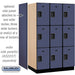Salsbury 15" Wide Triple Tier Designer Wood Locker - 3 Wide - 6 Feet High - 24 Inches Deep - Blue - Hasps - Sweatfully