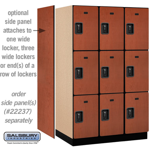 Salsbury 15" Wide Triple Tier Designer Wood Locker - 3 Wide - 6 Feet High - 24 Inches Deep - Cherry - Black Resettable Combination Locks - Sweatfully