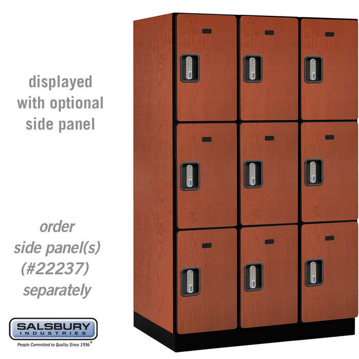 Salsbury 15" Wide Triple Tier Designer Wood Locker - 3 Wide - 6 Feet High - 24 Inches Deep - Cherry - Silver Electronic Locks - Sweatfully