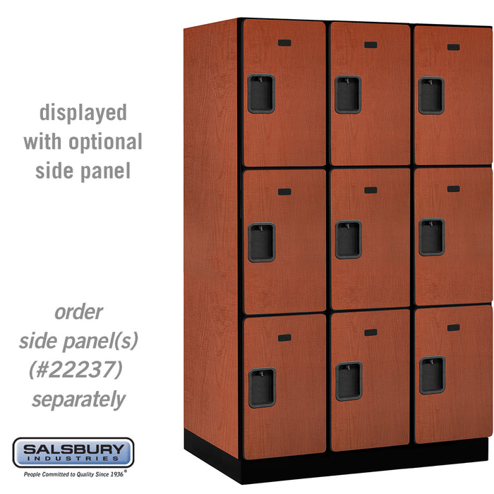 Salsbury 15" Wide Triple Tier Designer Wood Locker - 3 Wide - 6 Feet High - 24 Inches Deep - Cherry - Hasps - Sweatfully