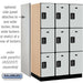 Salsbury 15" Wide Triple Tier Designer Wood Locker - 3 Wide - 6 Feet High - 24 Inches Deep - Gray - Black Electronic Locks - Sweatfully