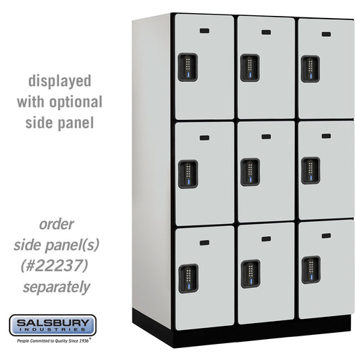 Salsbury 15" Wide Triple Tier Designer Wood Locker - 3 Wide - 6 Feet High - 24 Inches Deep - Gray - Black Electronic Locks - Sweatfully