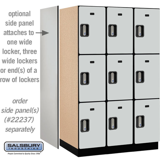 Salsbury 15" Wide Triple Tier Designer Wood Locker - 3 Wide - 6 Feet High - 24 Inches Deep - Gray - Silver Electronic Locks - Sweatfully