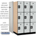Salsbury 15" Wide Triple Tier Designer Wood Locker - 3 Wide - 6 Feet High - 24 Inches Deep - Gray - Silver Electronic Locks - Sweatfully