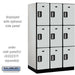 Salsbury 15" Wide Triple Tier Designer Wood Locker - 3 Wide - 6 Feet High - 24 Inches Deep - Gray - Silver Electronic Locks - Sweatfully
