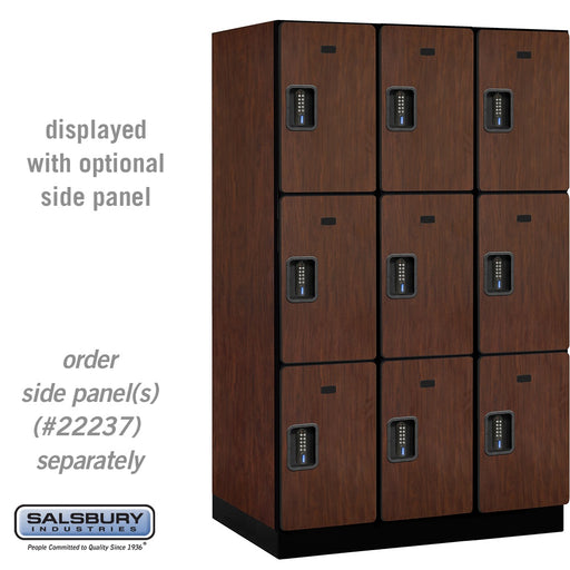 Salsbury 15" Wide Triple Tier Designer Wood Locker - 3 Wide - 6 Feet High - 24 Inches Deep - Mahogany - Black Electronic Locks - Sweatfully