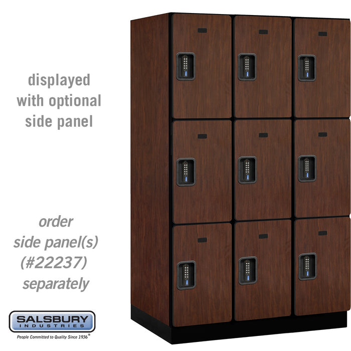 Salsbury 15" Wide Triple Tier Designer Wood Locker - 3 Wide - 6 Feet High - 24 Inches Deep - Mahogany - Black Electronic Locks - Sweatfully