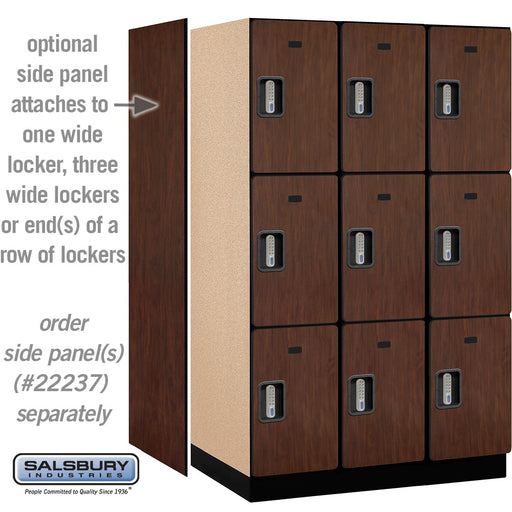 Salsbury 15" Wide Triple Tier Designer Wood Locker - 3 Wide - 6 Feet High - 24 Inches Deep - Mahogany - Silver Electronic Locks - Sweatfully