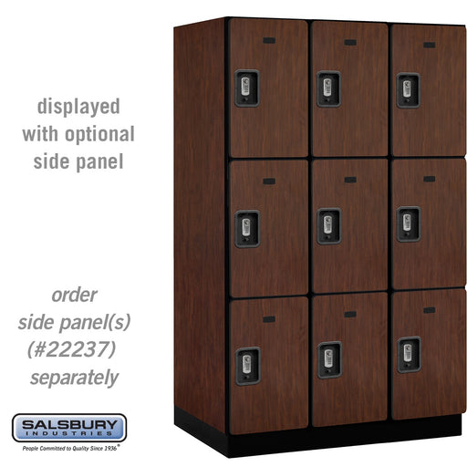 Salsbury 15" Wide Triple Tier Designer Wood Locker - 3 Wide - 6 Feet High - 24 Inches Deep - Mahogany - Silver Resettable Combination Locks - Sweatfully