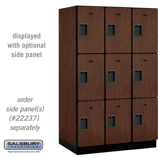 Salsbury 15" Wide Triple Tier Designer Wood Locker - 3 Wide - 6 Feet High - 24 Inches Deep - Mahogany - Hasps - Sweatfully