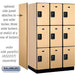 Salsbury 15" Wide Triple Tier Designer Wood Locker - 3 Wide - 6 Feet High - 24 Inches Deep - Maple - Black Resettable Combination Locks - Sweatfully