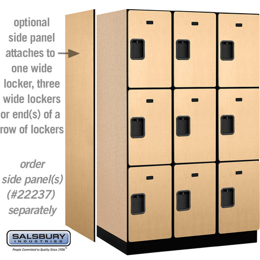 Salsbury 15" Wide Triple Tier Designer Wood Locker - 3 Wide - 6 Feet High - 24 Inches Deep - Maple - Hasps - Sweatfully