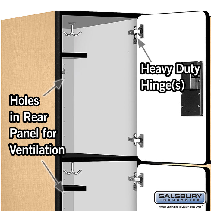 Salsbury 15" Wide Triple Tier Designer Wood Locker - 3 Wide - 6 Feet High - 24 Inches Deep - Maple - Hasps - Sweatfully