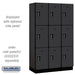 Salsbury 15" Wide Triple Tier Designer Wood Locker - 3 Wide - 6 Feet High - 18 Inches Deep - Black - Black Electronic Locks - Sweatfully
