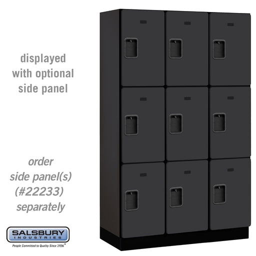 Salsbury 15" Wide Triple Tier Designer Wood Locker - 3 Wide - 6 Feet High - 18 Inches Deep - Black - Hasps - Sweatfully
