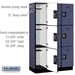 Salsbury 15" Wide Triple Tier Designer Wood Locker - 3 Wide - 6 Feet High - 18 Inches Deep - Blue - Silver Resettable Combination Locks - Sweatfully