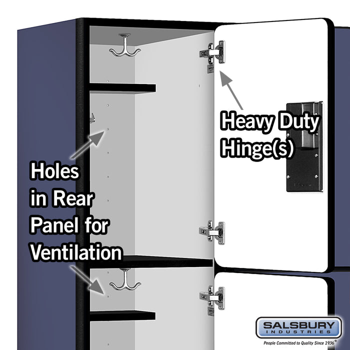 Salsbury 15" Wide Triple Tier Designer Wood Locker - 3 Wide - 6 Feet High - 18 Inches Deep - Blue - Hasps - Sweatfully
