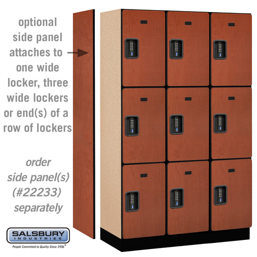 Salsbury 15" Wide Triple Tier Designer Wood Locker - 3 Wide - 6 Feet High - 18 Inches Deep - Cherry - Black Electronic Locks - Sweatfully
