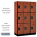 Salsbury 15" Wide Triple Tier Designer Wood Locker - 3 Wide - 6 Feet High - 18 Inches Deep - Cherry - Black Electronic Locks - Sweatfully