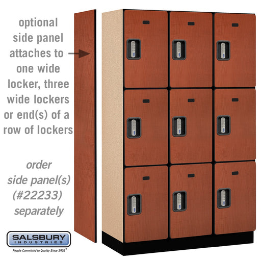 Salsbury 15" Wide Triple Tier Designer Wood Locker - 3 Wide - 6 Feet High - 18 Inches Deep - Cherry - Silver Electronic Locks - Sweatfully