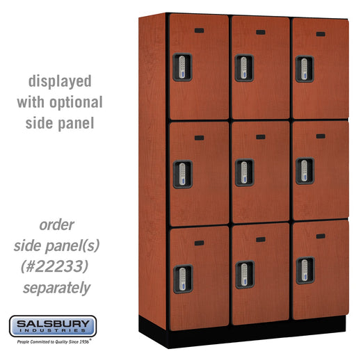 Salsbury 15" Wide Triple Tier Designer Wood Locker - 3 Wide - 6 Feet High - 18 Inches Deep - Cherry - Silver Electronic Locks - Sweatfully