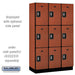 Salsbury 15" Wide Triple Tier Designer Wood Locker - 3 Wide - 6 Feet High - 18 Inches Deep - Cherry - Silver Resettable Combination Locks - Sweatfully