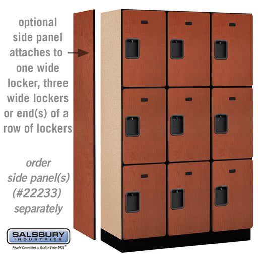 Salsbury 15" Wide Triple Tier Designer Wood Locker - 3 Wide - 6 Feet High - 18 Inches Deep - Cherry - Hasps - Sweatfully