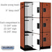 Salsbury 15" Wide Triple Tier Designer Wood Locker - 3 Wide - 6 Feet High - 18 Inches Deep - Cherry - Hasps - Sweatfully