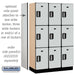Salsbury 15" Wide Triple Tier Designer Wood Locker - 3 Wide - 6 Feet High - 18 Inches Deep - Gray - Silver Electronic Locks - Sweatfully