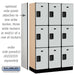 Salsbury 15" Wide Triple Tier Designer Wood Locker - 3 Wide - 6 Feet High - 18 Inches Deep - Gray - Hasps - Sweatfully
