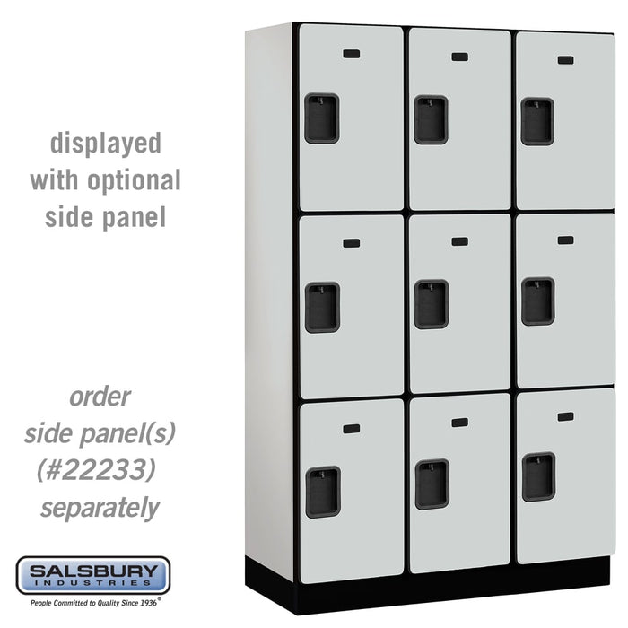 Salsbury 15" Wide Triple Tier Designer Wood Locker - 3 Wide - 6 Feet High - 18 Inches Deep - Gray - Hasps - Sweatfully