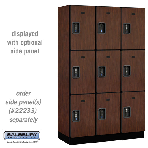 Salsbury 15" Wide Triple Tier Designer Wood Locker - 3 Wide - 6 Feet High - 18 Inches Deep - Mahogany - Black Electronic Locks - Sweatfully