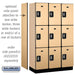 Salsbury 15" Wide Triple Tier Designer Wood Locker - 3 Wide - 6 Feet High - 18 Inches Deep - Maple - Silver Resettable Combination Locks - Sweatfully