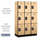 Salsbury 15" Wide Triple Tier Designer Wood Locker - 3 Wide - 6 Feet High - 18 Inches Deep - Maple - Silver Resettable Combination Locks - Sweatfully