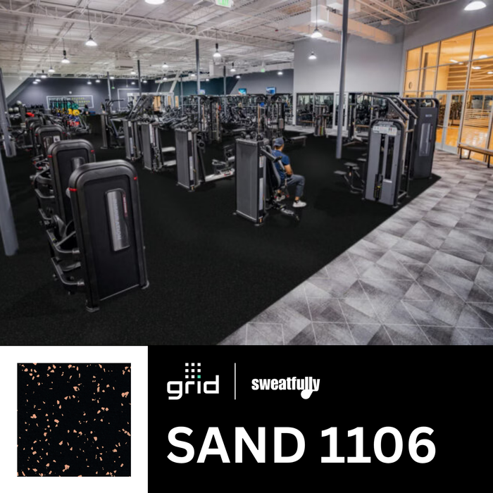 Grid Regrind Rubber Bull Tiles CORE Series Rubber Flooring with Flecks (1 sq. ft.)