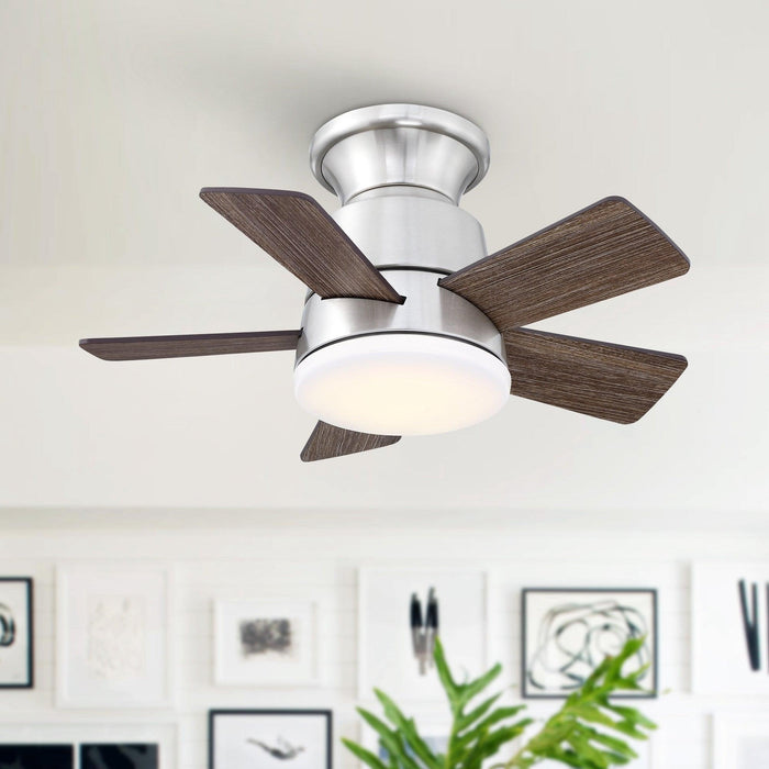 24" Farmhouse Flush Mount Reversible Iron Ceiling Fan with Lighting and Remote Control - Sweatfully