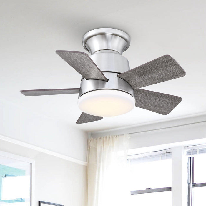 24" Farmhouse Flush Mount Reversible Iron Ceiling Fan with Lighting and Remote Control - Sweatfully