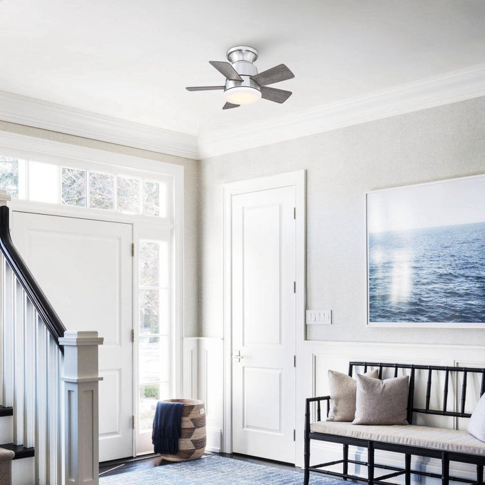 24" Farmhouse Flush Mount Reversible Iron Ceiling Fan with Lighting and Remote Control - Sweatfully