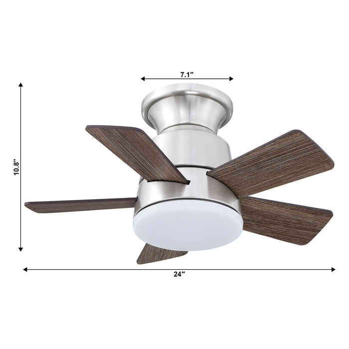 24" Farmhouse Flush Mount Reversible Iron Ceiling Fan with Lighting and Remote Control - Sweatfully