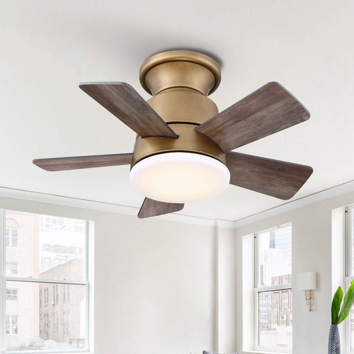 24" Farmhouse Flush Mount Reversible Iron Ceiling Fan with Lighting and Remote Control - Sweatfully
