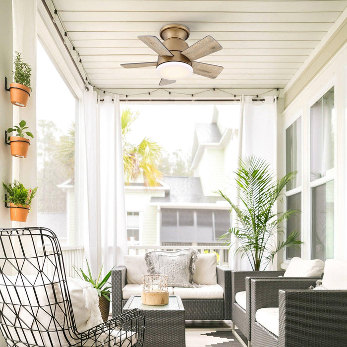 24" Farmhouse Flush Mount Reversible Iron Ceiling Fan with Lighting and Remote Control - Sweatfully